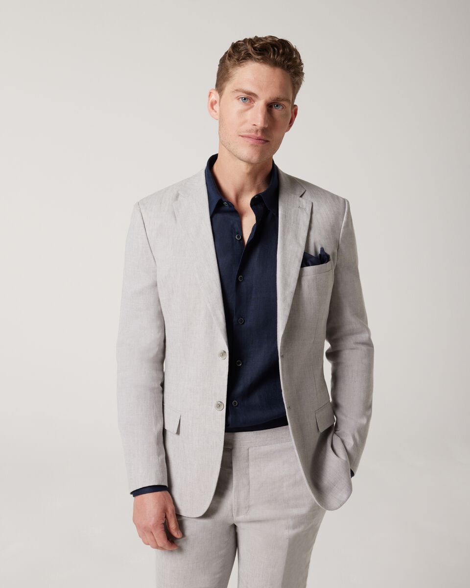 Slim Stretch Tailored Suit Jacket, Light Grey Slim Stretch Tailored Suit Jacket